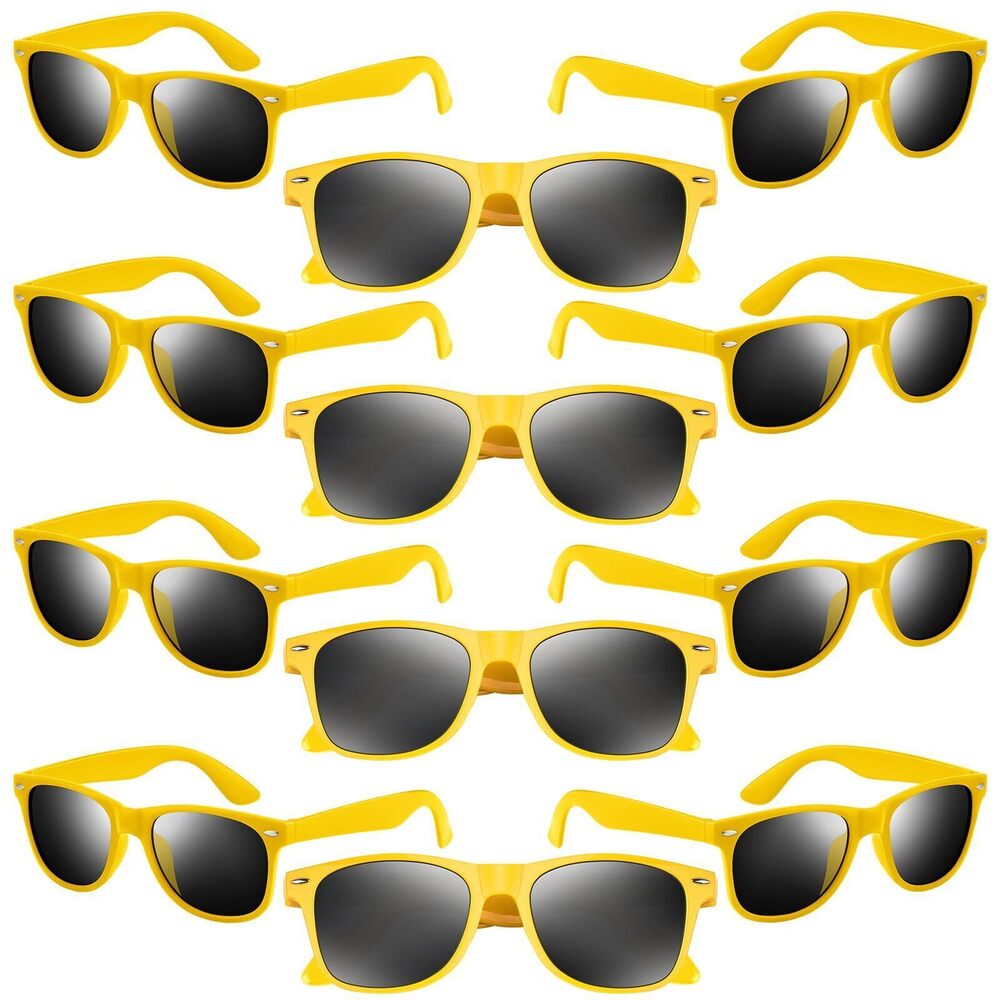 8342 12 Pack Yellow Neon Sunglasses Bulk Retro Colorful Party Glasses